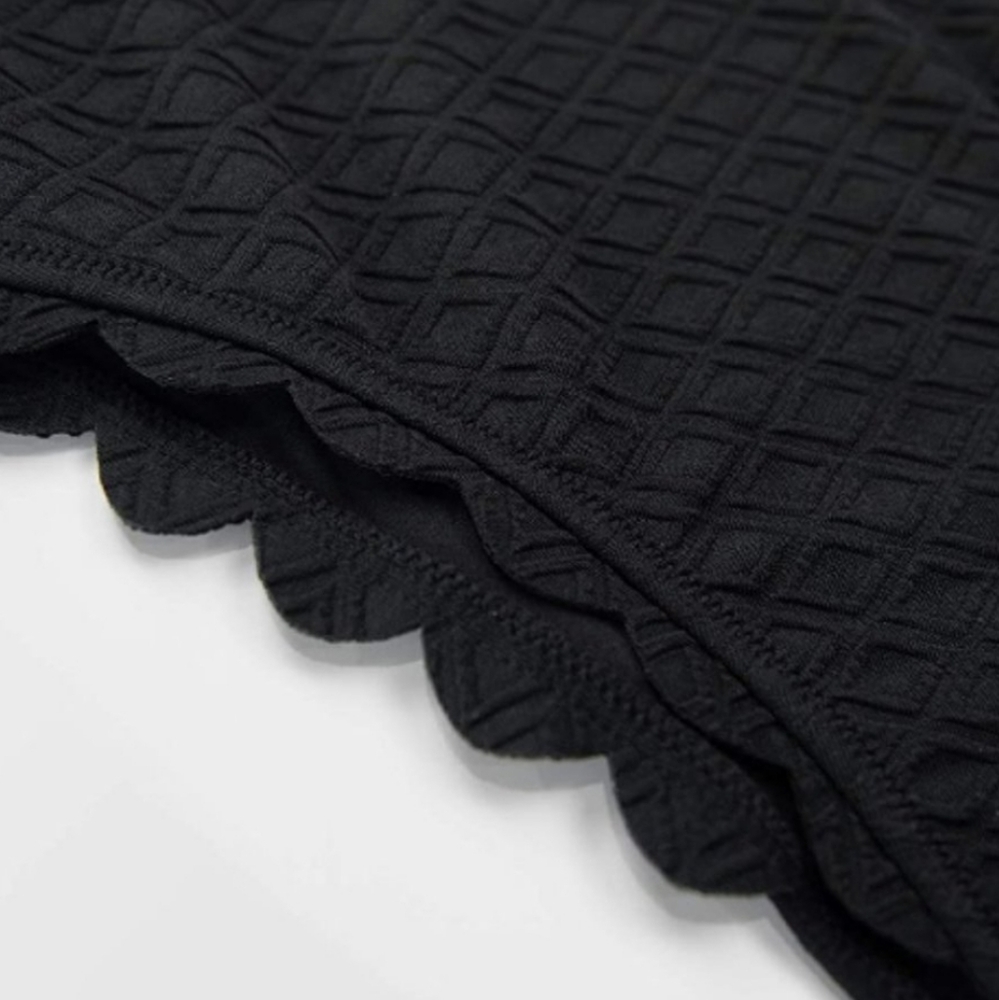 NWT The Cupshe Black Knotted Scalloped One Piece Swimsuit Small - Picture 9 of 12